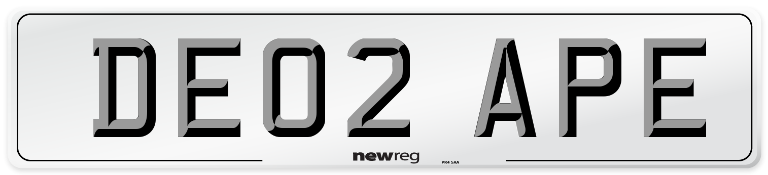 DE02 APE Number Plate from New Reg